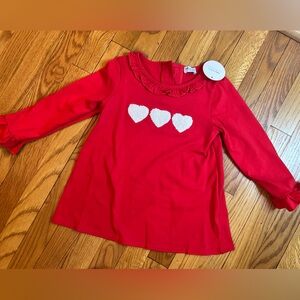 Charming Red Long Sleeve Kids Tee with Heart Accents